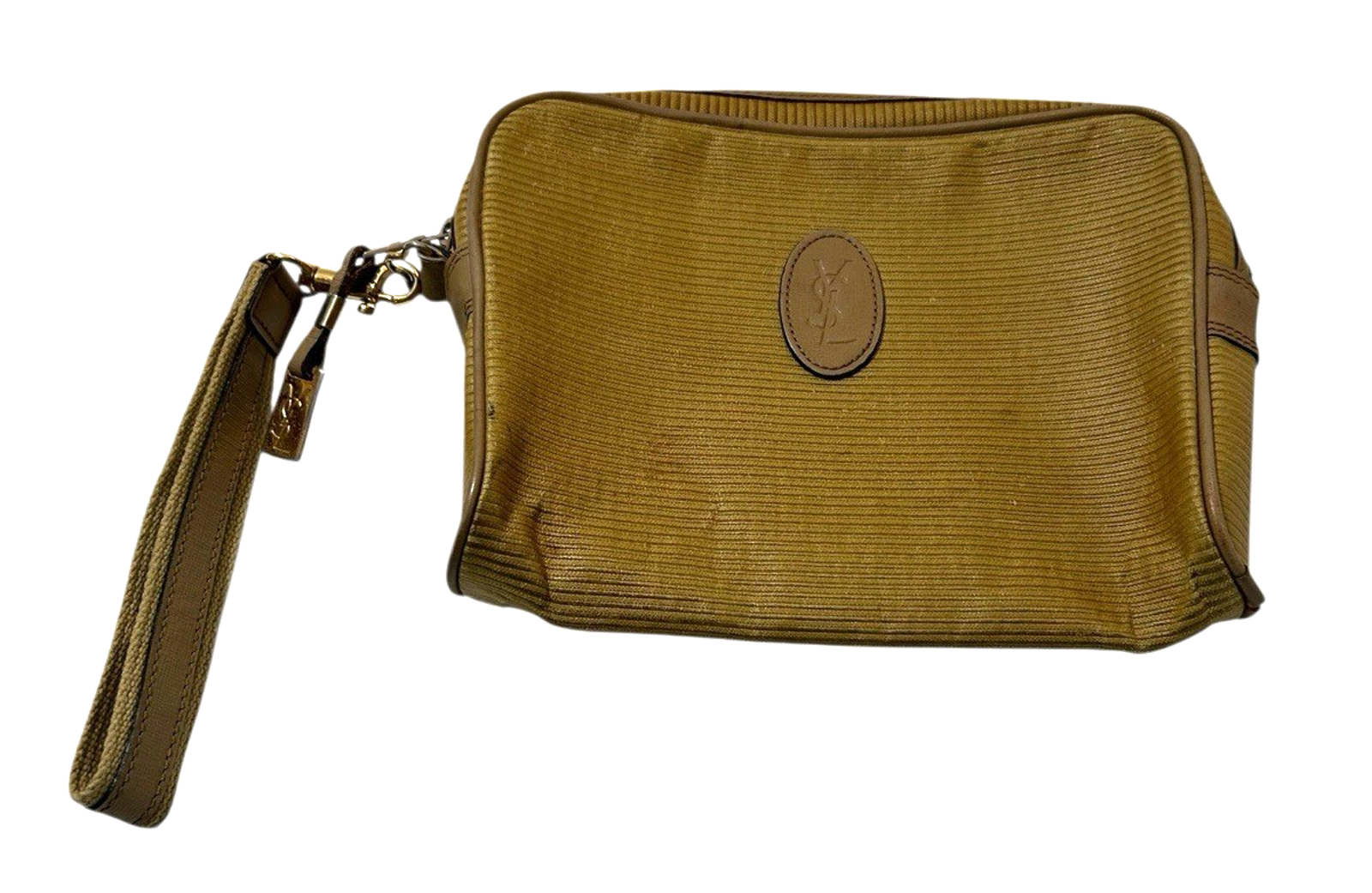 Yves Saint Laurent Ysl Beauty Makeup Cosmetic Bag Toiletry Travel Pouch Beige